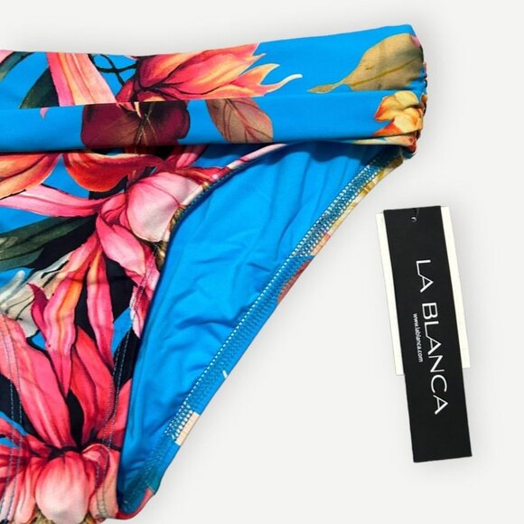 NWT La Blanca Women's Bikini Hipster Bottom 2 NEW Swim Floral Hawaiian Printed - Picture 4 of 6